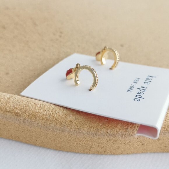 Kate Spade Nature Walk Ladybug Huggie Earrings, Gold Red - Picture 3 of 3